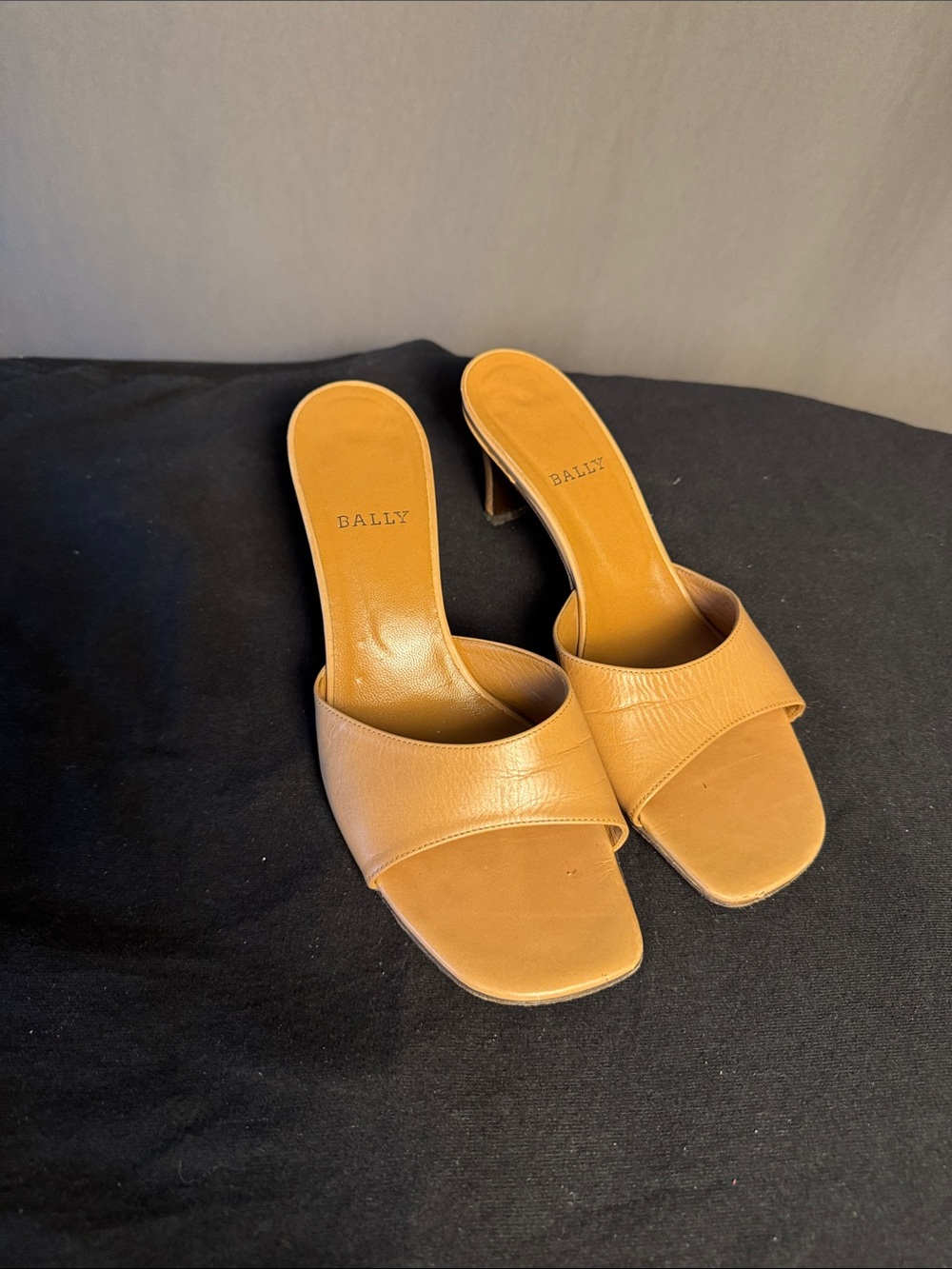Bally Cognac Leather Slide Sandals